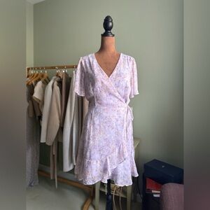 Lush Lavender Floral Mini Wrap Dress
